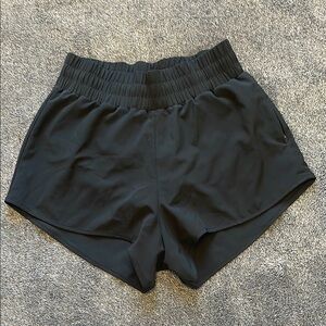 Fleo Black Athletic Shorts with Elastic Waistband